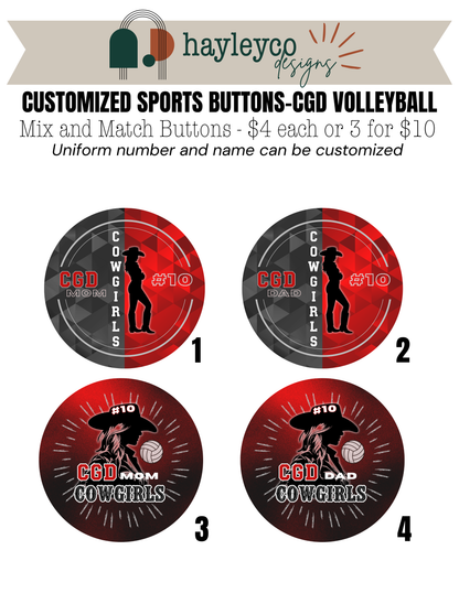 Fall Sports School Spirit Buttons