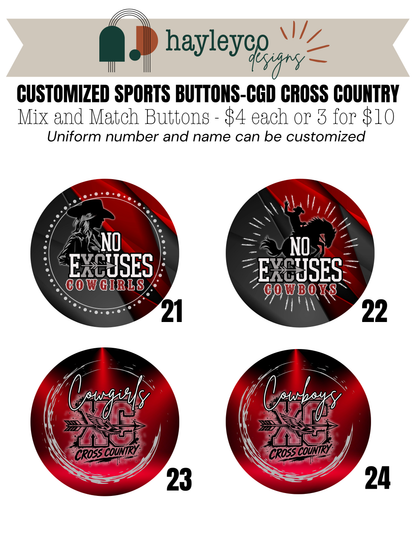 Fall Sports School Spirit Buttons