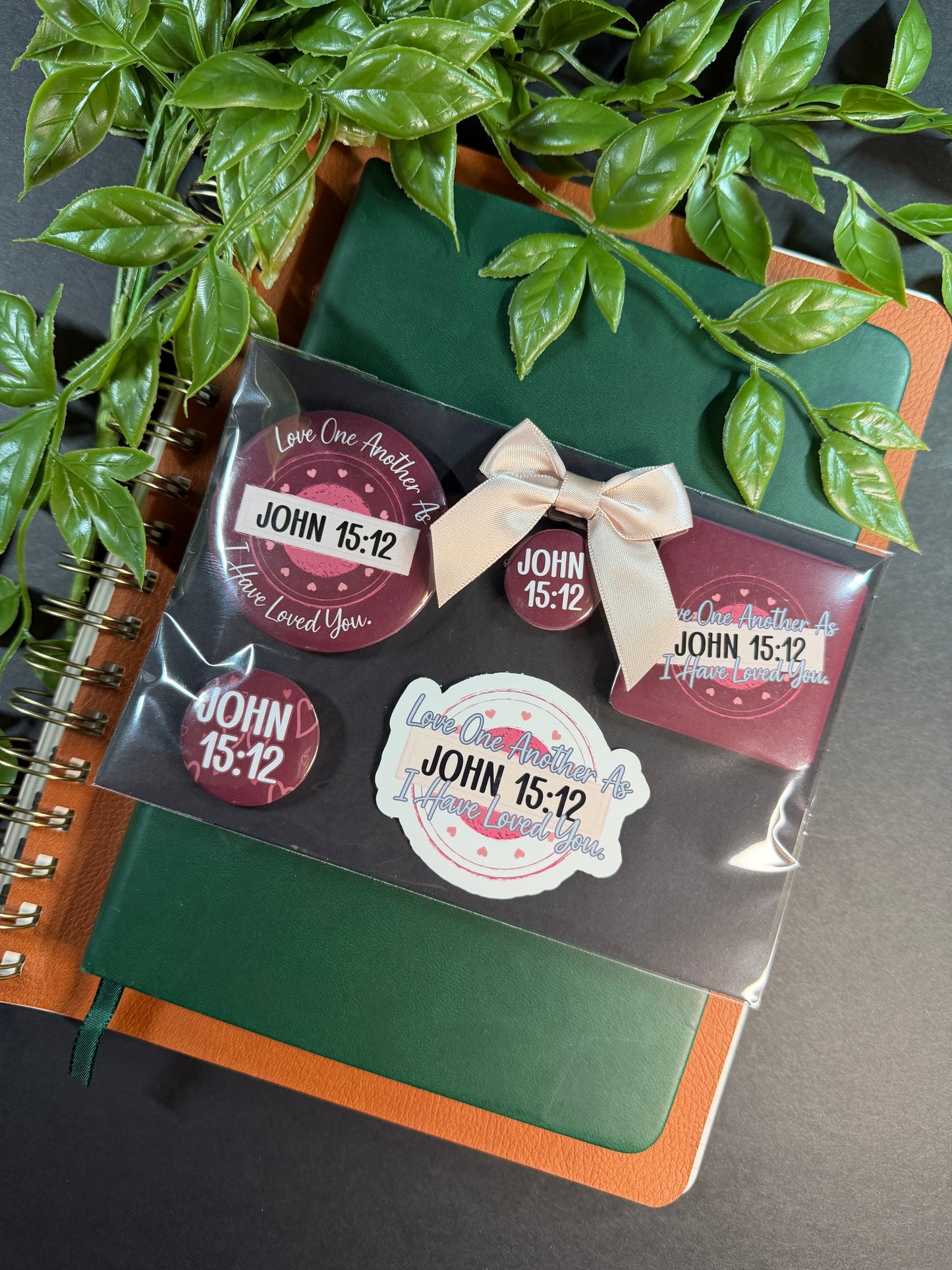 Faith Love Story Bundle-3 Button Set, 1 Magnet, 1 Sticker