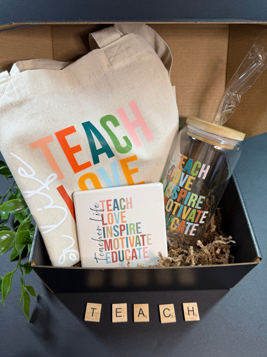 Teach, Love, Inspire, Motivate, Educate Teacher Gift Box