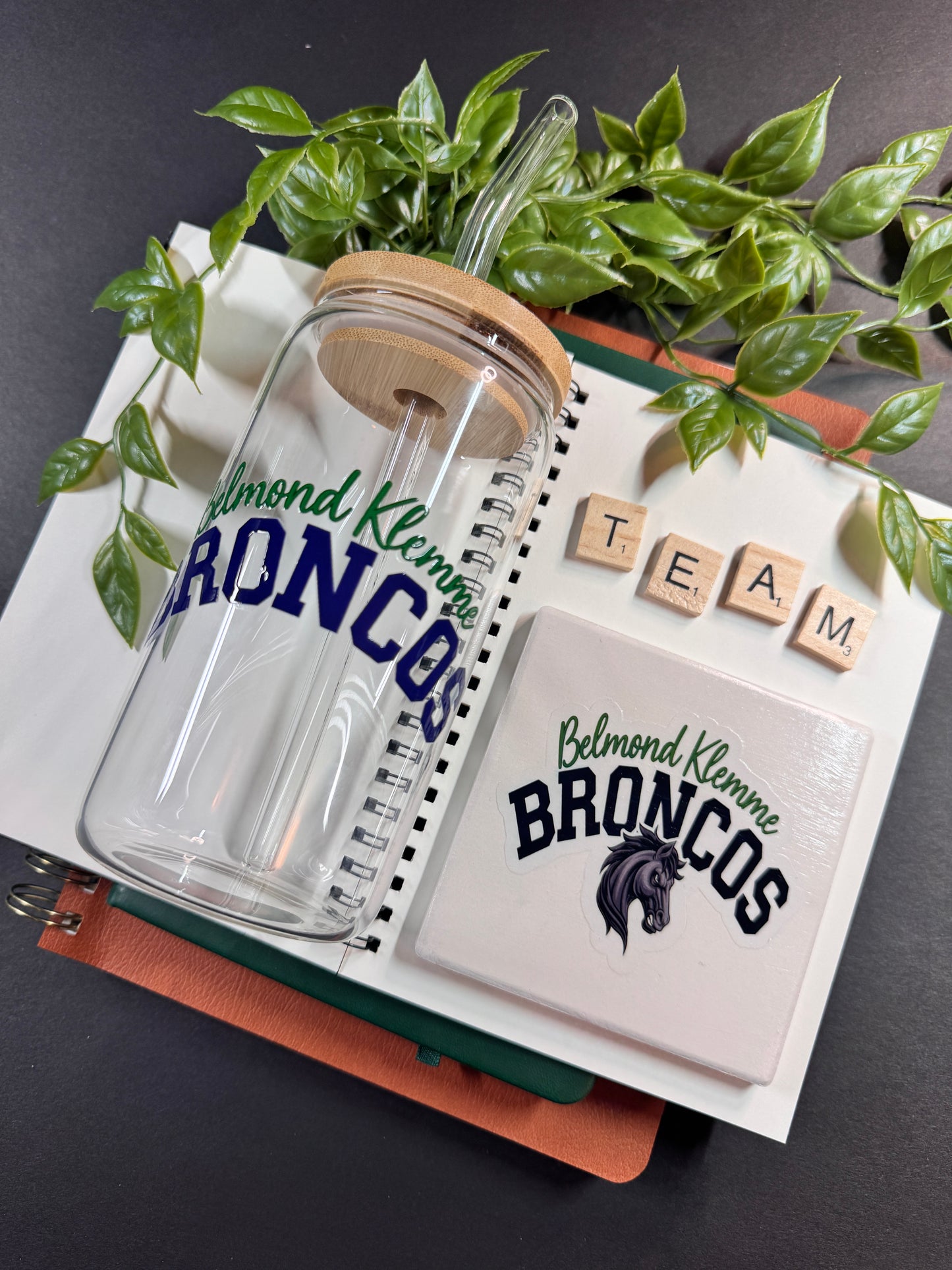Custom School Spirit Cup & Coaster Set