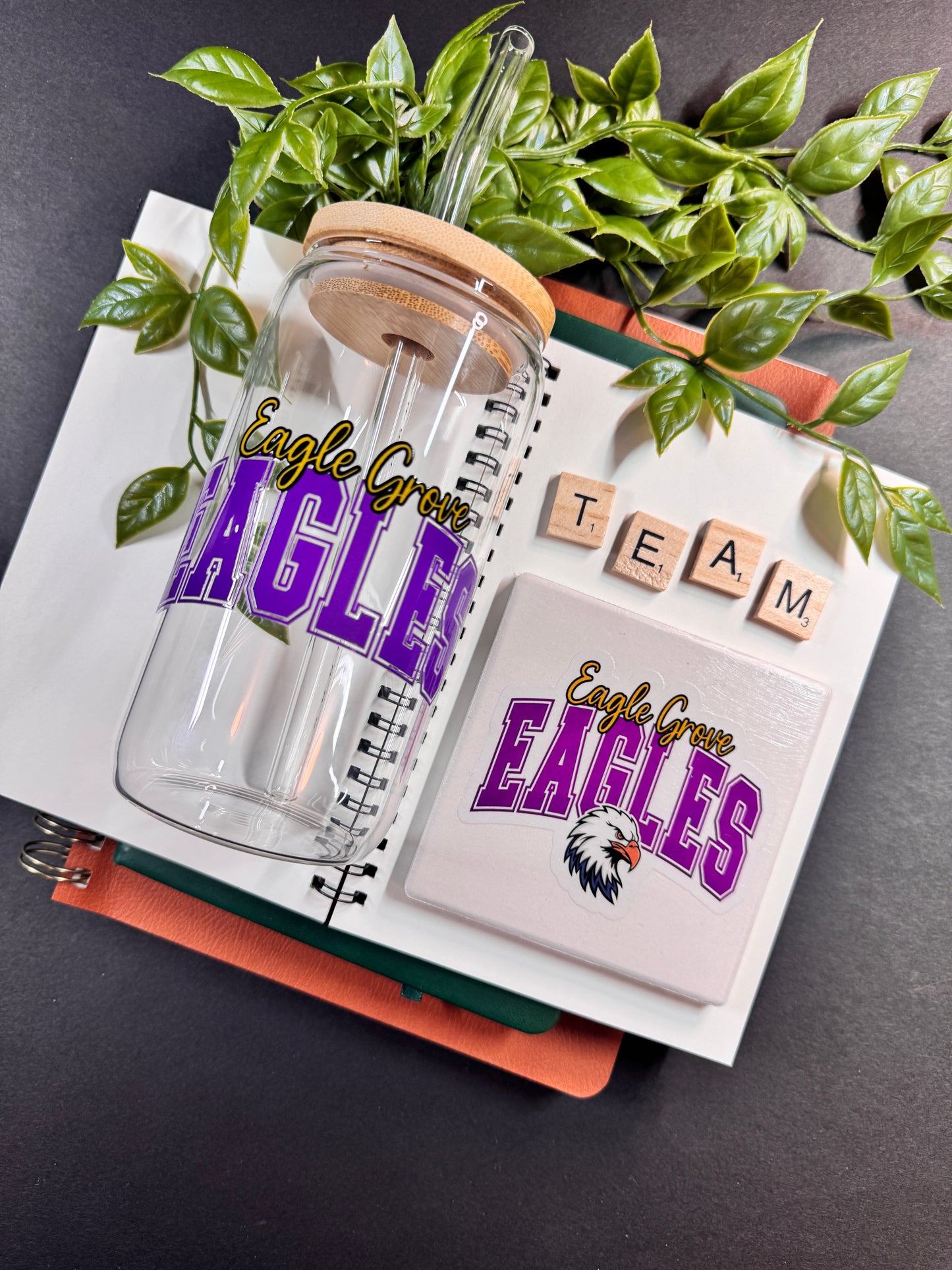 Custom School Spirit Cup & Coaster Set
